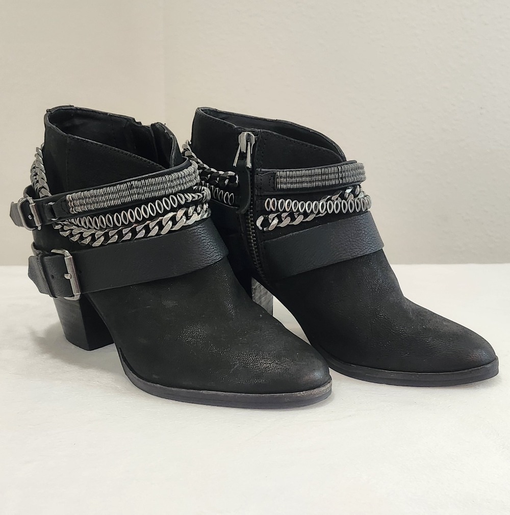 Dolce Vita Black Ankle Boots with Chain Accents